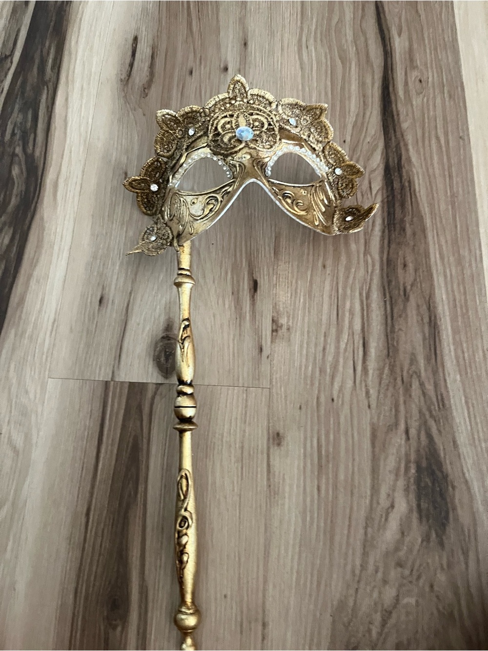 Special Edition Golden Stick Mask for Masquerades Handmade in Venice